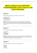 HESI A2 Biology Exam 2025&sol;2026 &ndash; Verified Questions&comma; Correct Answers&comma; and Expert Rationales