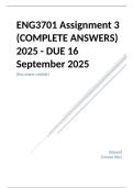  ENG3701 Assignment 3 &lpar;COMPLETE ANSWERS&rpar; 2025 - DUE 16 September 2025 ENG3701 Assignment 3 &lpar;COMPLETE ANSWERS&rpar; 2025 - DUE 16 September 2025