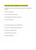 Psycology Exam Questions and Answers