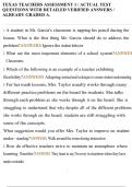 TEXAS TEACHERS ASSESSMENT 1 &sol; ACTUAL TEST QUESTIONS WITH DETAILED VERIFIED ANSWERS &sol; ALREADY GRADED A&period;