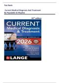 TEST BANK For Current Medical Diagnosis And Treatment 2026&comma; 65th Edition By Papadakis & Mcphee&comma; All 42 Chapters Covered&comma; Newly Updated