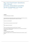 NUR 212 Final Exam &lpar;2025&ndash;2026&rpar; &ndash; Complete Study Guide with 100&percnt; Correct Questions and Answers