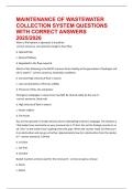 MAINTENANCE OF WASTEWATER COLLECTION SYSTEM QUESTIONS WITH CORRECT ANSWERS
