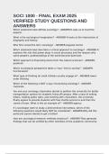 SOCI 1000 - FINAL EXAM 2025 VERIFIED STUDY QUESTIONS AND ANSWERS