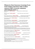Minnesota State Insurance Licensing Exam Test&vert;Complete Questions With Verified Answers &lpar;100&percnt; Accurate Solutions&rpar; &lpar;2025&sol;2026&rpar;RATED A&plus;