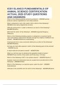 ICEV ELANCO FUNDAMENTALS OF ANIMAL SCIENCE CERTIFICATION ACTUAL 2025 STUDY QUESTIONS AND ANSWERS