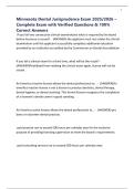 Minnesota Dental Jurisprudence Exam 2025&sol;2026 &ndash; Complete Exam with Verified Questions & 100&percnt; Correct Answers