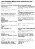 Child Psychology Midterm Exam Test Questions and Answers Rated A&plus;