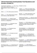 Clinical Chemistry Carbohydrates Test Questions and Answers Graded A&plus;