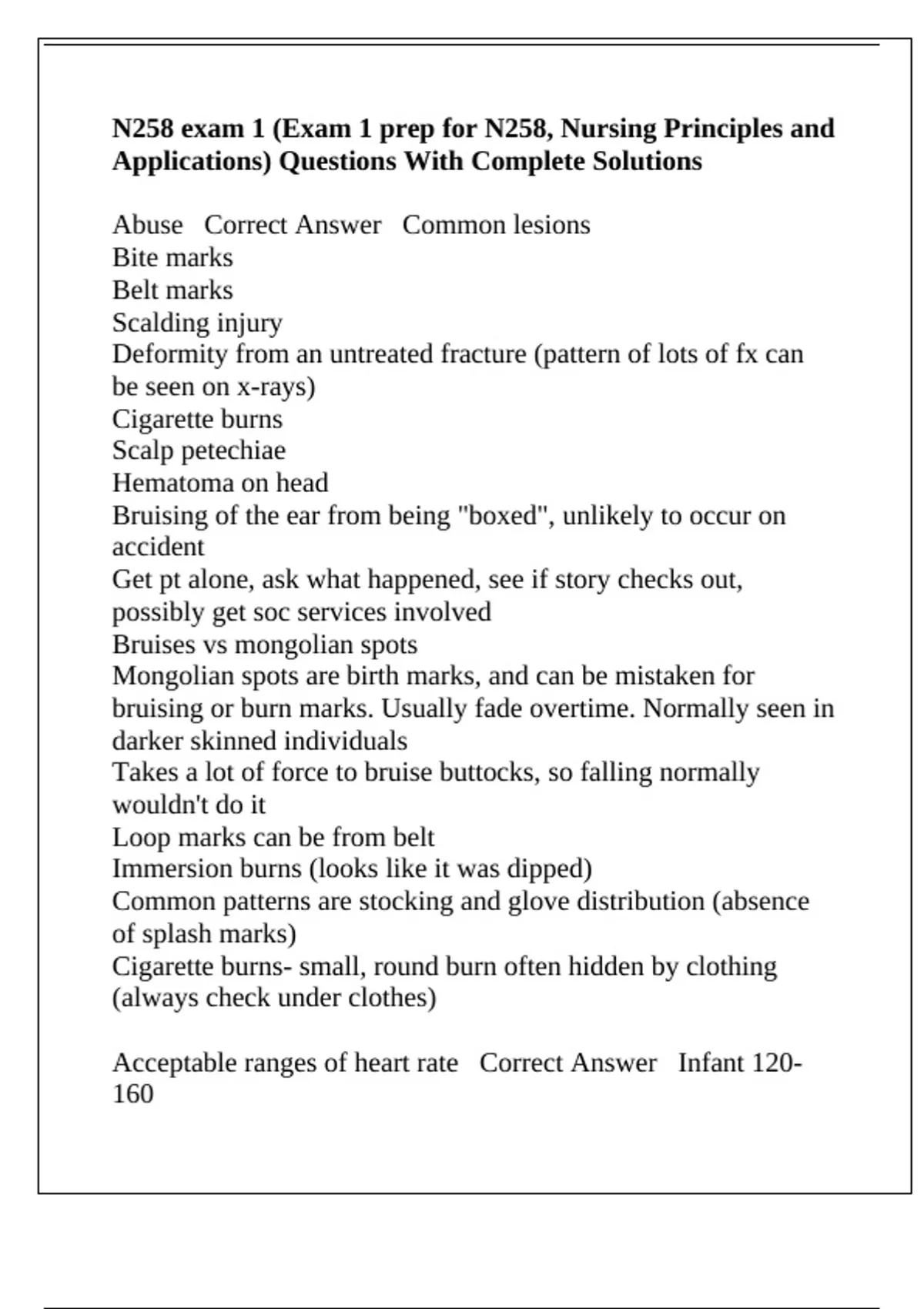 N258 exam 1 (Exam 1 prep for N258, Nursing Principles and Applications ...