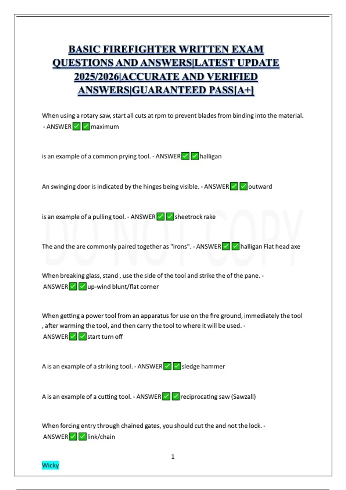 BASIC FIREFIGHTER WRITTEN EXAM QUESTIONS AND ANSWERS|LATEST UPDATE 2025 ...
