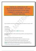 CRITICAL APPRAISAL OF QUALITATIVE STUDIES &ndash; NCCMT EXAM QUESTIONS WITH 100&percnt; CORRECT ANSWERS &vert; LATEST VERSION 2025&sol;2026&period;