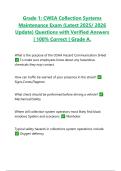 Grade 1&colon; CWEA Collection Systems Maintenance Exam &lpar;Latest 2025&sol; 2026 Update&rpar; Questions with Verified Answers &vert; 100&percnt; Correct &vert; Grade A&period;