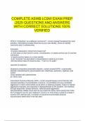  COMPLETE ASWB LCSW EXAM PREP -2025 QUESTIONS AND ANSWERS WITH CORRECT SOLUTIONS 100&percnt; VERIFIED