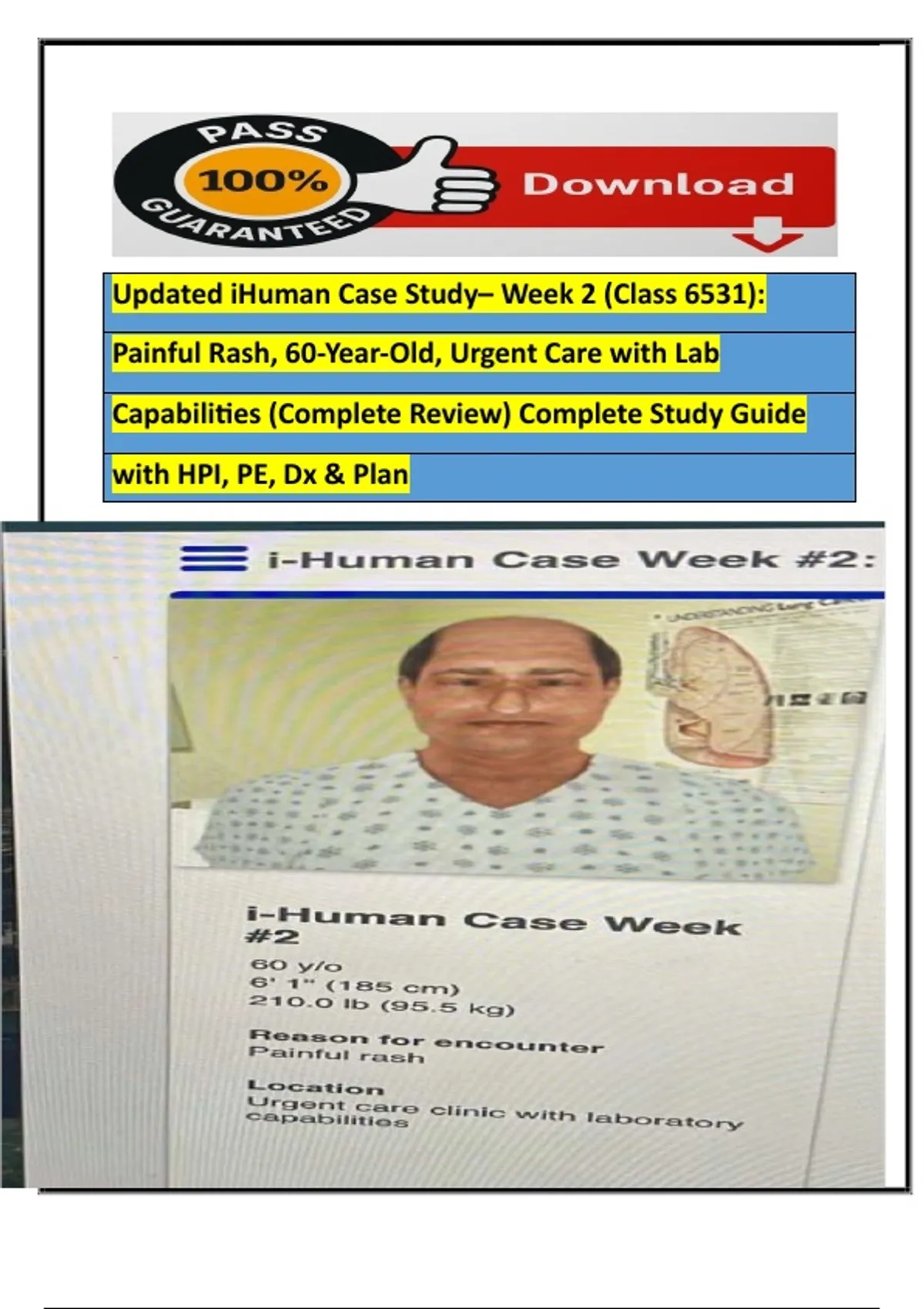 Hpi Template Rash iHuman Case Study – Week 2 (Class 6531) Painful Rash | 60-Year-Old ...