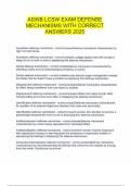 ASWB LCSW EXAM DEFENSE MECHANISMS WITH CORRECT ANSWERS 2025