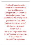 Test Bank Canadian Entrepreneurship And Small Business Management 12th Edition By Wesley Balderson&comma; Peter Mombourquette&comma; Penny Farley