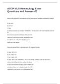 ASCP MLS Hematology Exam Questions and Answers