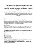 CPNP-PC Certified Pediatric Primary Care Nurse Practitioner Board Exam &vert; 2025&sol;2026 Latest Edition &vert; Verified Questions with Correct Answers &vert; Graded A&plus;