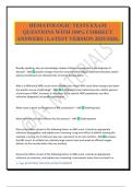 HEMATOLOGIC TESTS EXAM QUESTIONS WITH 100&percnt; CORRECT ANSWERS &vert; LATEST VERSION 2025&sol;2026&period;