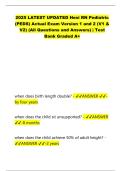 2025 LATEST UPDATED Hesi RN Pediatric  &lpar;PEDS&rpar; Actual Exam Version 1 and 2 &lpar;V1 &  V2&rpar; &lpar;All Questions and Answers&rpar; &vert; Test  Bank Graded A&plus; 