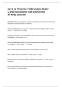 Intro to Process Technology Study Guide questions well answered already passed