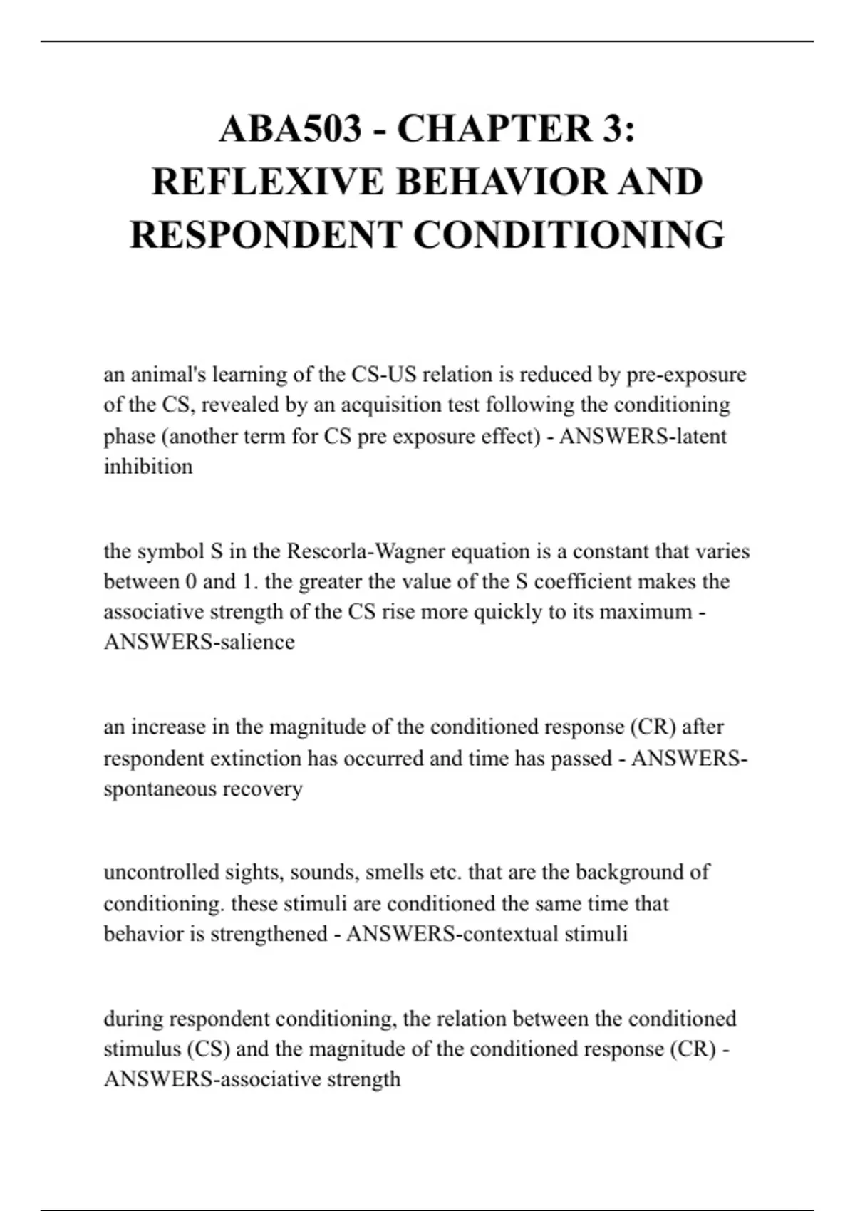 ABA503 - CHAPTER 3: REFLEXIVE BEHAVIOR AND RESPONDENT CONDITIONING ...