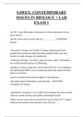 SAWEY&colon; CONTEMPORARY ISSUES IN BIOLOGY &plus; LAB EXAM 1 QUESTIONS AND ANSWERS 2025