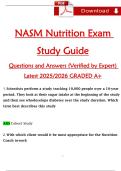 NASM Nutrition Exam Study Guide &ndash; Questions and Answers &lpar;Verified by Expert&rpar; 2025&sol;2026&comma; Graded A&plus;