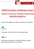 NASM Nutrition Certification Exam  Questions and Answers &lpar;Verified by Expert&rpar; Latest  2025&sol;2026 GRADED A&plus;