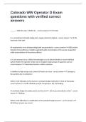 Colorado WW Operator D Exam questions with verified correct answers