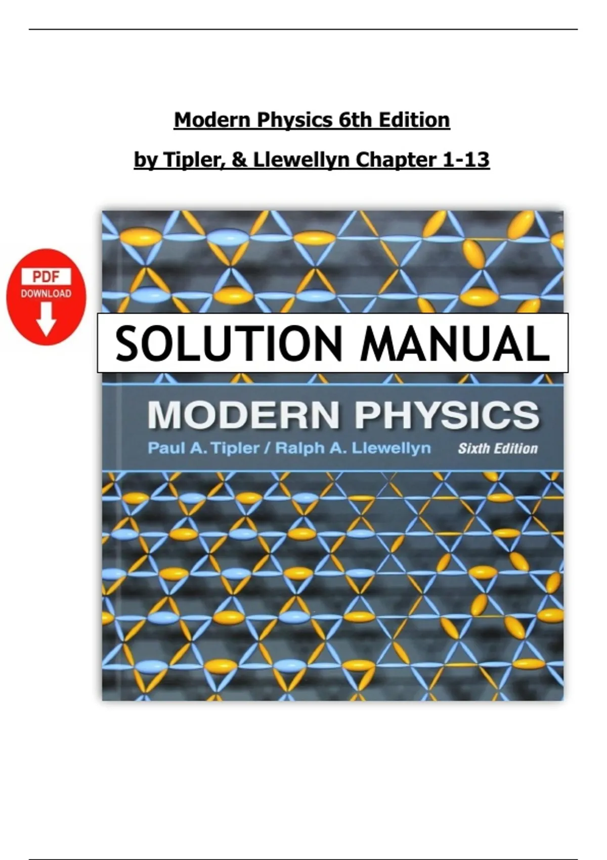 Modern Physics, 6th Edition – Tipler & Llewellyn – Complete Solutions ...
