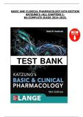 Basic and Clinical Pharmacology&comma; 16th Edition &ndash; Katzung &ndash; Complete Test Bank &lpar;Chapters 1&ndash;66&rpar;