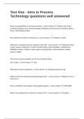 Test One - Intro to Process Technology questions well answered
