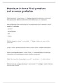 Petroleum Science Final questions and answers graded A&plus;