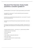 Maryland Pool Operator Study Guide questions n answers graded A&plus;