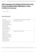 GED Language Arts Writing Practice Exam fully solved & updated 2025-2026&lpar;latest version verified for accuracy&rpar;