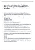 Genetics and Genomics Final Exam Study Guide Questions with Verified Answers