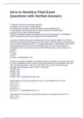 Intro to Genetics Final Exam Questions with Verified Answers