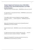Virginia Registered Technician Exam 2025&sol;2026 &vert; Complete Exam with Verified Questions and 100&percnt; Correct Answers
