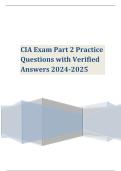 CIA Exam Part 2 Practice Questions with Verified Answers 2024-2025