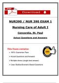 NUR 390 Exam 1 &lpar;2026&ndash;2027&rpar; &ndash; Nursing Care of Adult I &ndash; Concordia St&period; Paul &ndash; Actual Questions & Verified Answers &lpar;PDF&rpar;