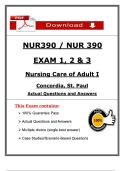 NUR 390 Exam 1&comma; 2 & 3 &lpar;2025&ndash;2026&rpar; &ndash; Nursing Care of Adult I &ndash; Concordia St&period; Paul &ndash; Actual Questions & Verified Answers &lpar;PDF&rpar;