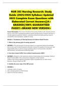 NUR 383 Nursing Research&colon; Study Guide &lpar;2025&sol;2026 Syllabus&rpar; Updated 2025 Complete Exam Questions with Elaborated Correct Answers&vert;&vert;A&plus; GRADED&vert;&vert;100&percnt; GUARANTEED PASS&excl;&excl;&excl;<BRAND NEW VERSION>