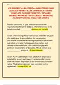 ICC RESIDENTIAL ELECTRICAL INSPECTORS EXAM  2025&sol; 2026 NEWEST EXAM CURRENTLY TESTING  COMPLETE 250 QUESTIONS WITH DETAILED  VERIFIED ANSWERS &lpar;100&percnt; CORRECT ANSWERS&rpar;  &sol;ALREADY GRADED A&plus;&vert;&vert;LATEST EXAM&excl;&excl;&vert;&vert; 