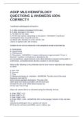 ASCP MLS HEMATOLOGY QUESTIONS & ANSWERS 100&percnt; CORRECT&excl;&excl;