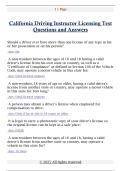 California Driving Instructor Licensing Test  Questions and Answers