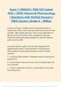Exam 1&colon; NSG533 &sol; NSG 533 &lpar;Latest 2025 &sol; 2026&rpar; Advanced Pharmacology &vert; Questions with Verified Answers &vert; 100&percnt; Correct &vert; Grade A &ndash; Wilkes&period;