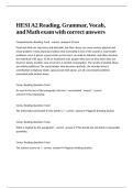 HESI A2 Reading&comma; Grammar&comma; Vocab&comma; and Math exam with correct answers