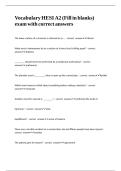 Vocabulary HESI A2 &lpar;Fill in blanks&rpar; exam with correct answers&period;